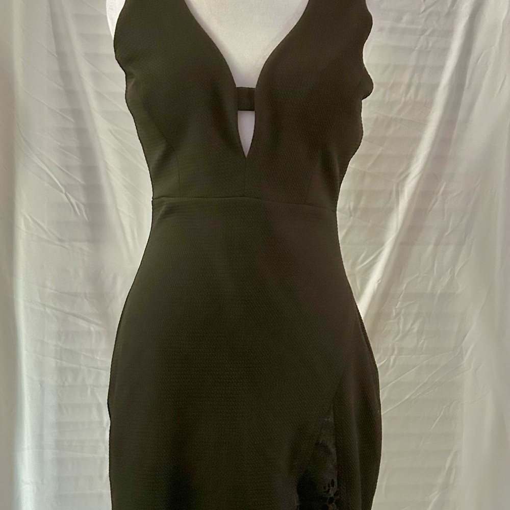 Fashion Magazine Plunge Cut Out Neckline, Little Black Dress
